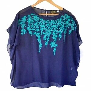 Bob Mackie Wearable Art Sheer Oversized Small Blouse Boho Beach Resort Whimsy